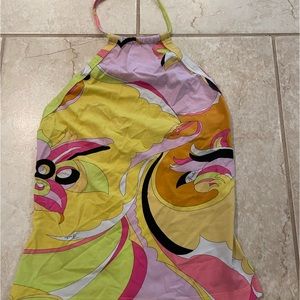 Pucci halter top with tie closure